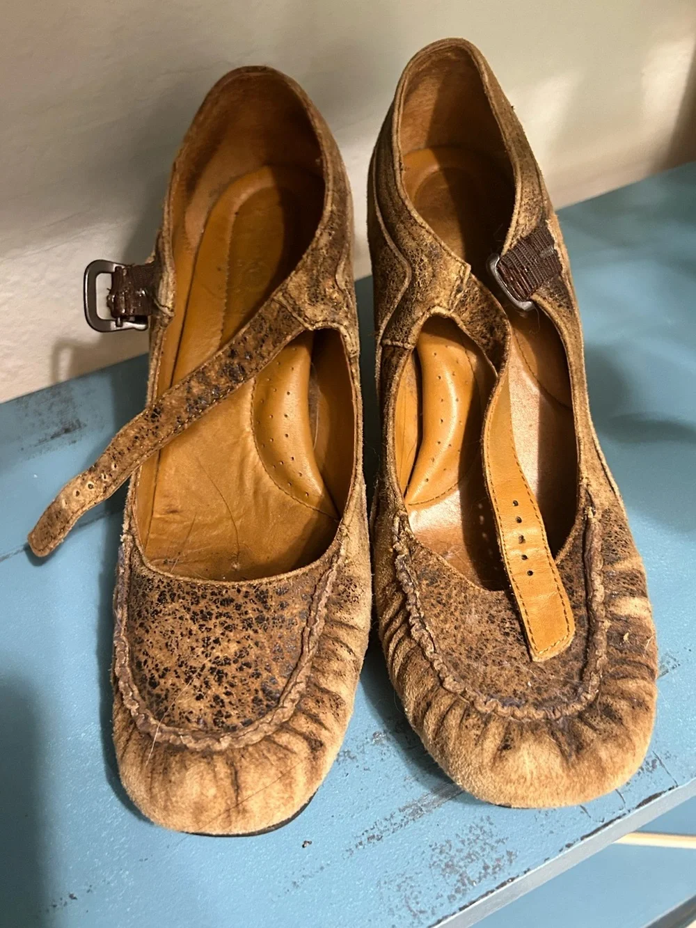 Born Distressed Brown Mary Jane Block Heels